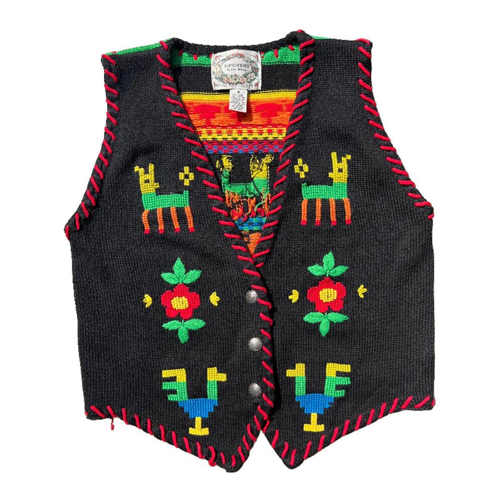Jamie Delaney “Tapestries” Folk Art Knit Vest